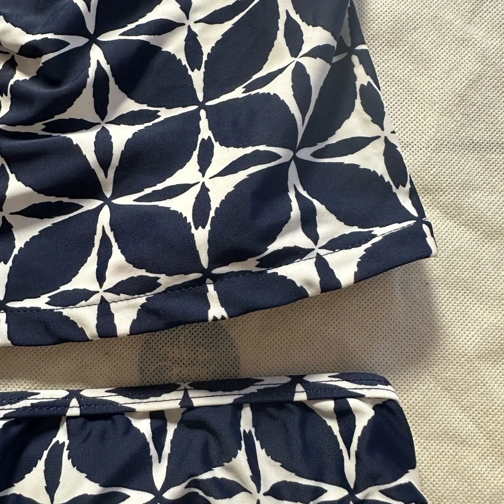 Carter’s Geometric Print Ruffle Tankini Navy/White Girls Size 3T Swimsuit Bikini